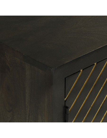 Credenza con 2 Ante Nero e Oro 55x30x75 cm Legno Massello Mango