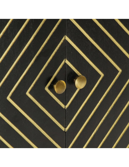 Credenza con 2 Ante Nero e Oro 55x30x75 cm Legno Massello Mango