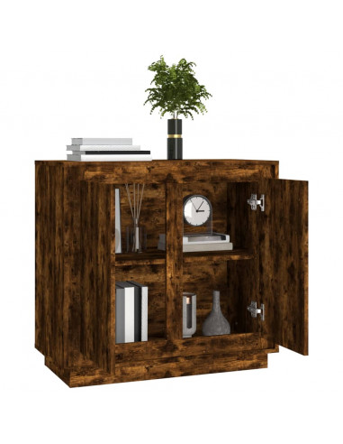 Credenza Rovere Fumo 80x34x75 cm in Legno Multistrato