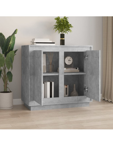 Credenza Grigio Cemento 80x34x75 cm in Legno Multistrato