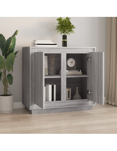 Credenza Grigio Sonoma 80x34x75 cm in Legno Multistrato