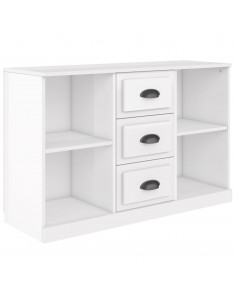 Credenza Bianco Lucido 104,5x35,5x67,5 cm in Legno Multistrato 2