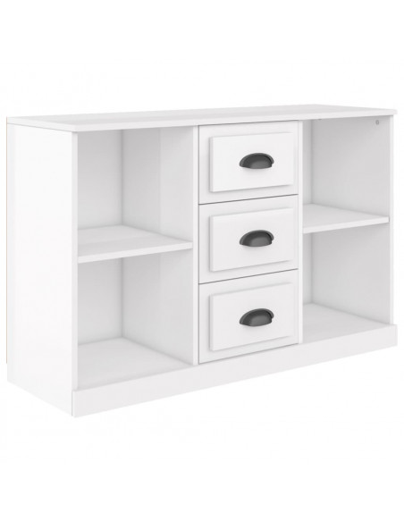 Credenza Bianco Lucido 104,5x35,5x67,5 cm in Legno Multistrato