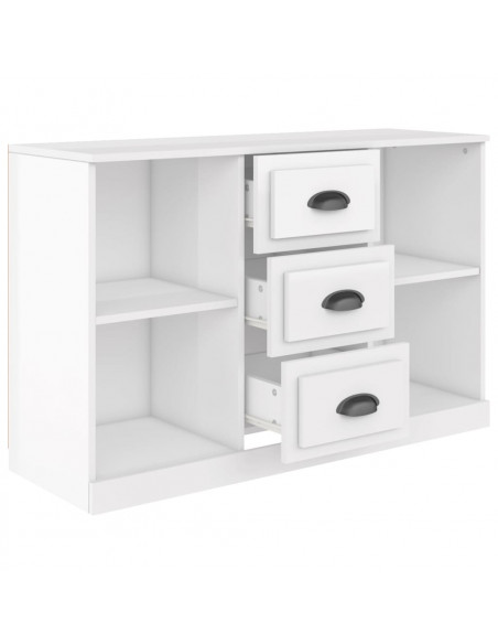 Credenza Bianco Lucido 104,5x35,5x67,5 cm in Legno Multistrato