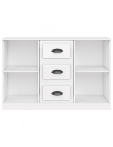 Credenza Bianco Lucido 104,5x35,5x67,5 cm in Legno Multistrato