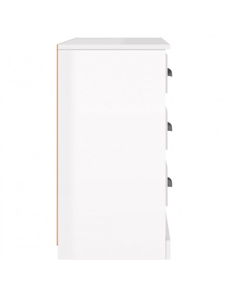 Credenza Bianco Lucido 104,5x35,5x67,5 cm in Legno Multistrato