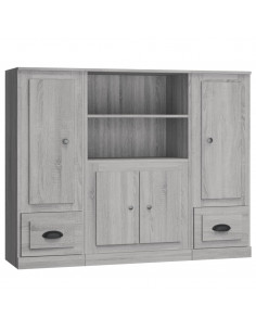 Credenze 3 pz Grigio Sonoma in Legno Multistrato 2