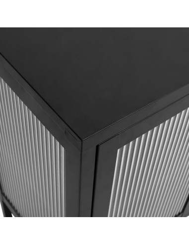 Credenza Nera 105x35x70 cm Vetro e Acciaio