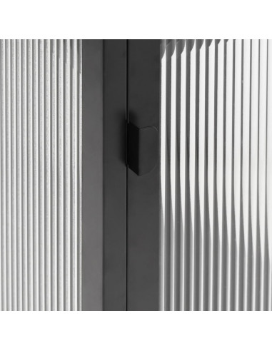 Credenza Nera 105x35x70 cm Vetro e Acciaio