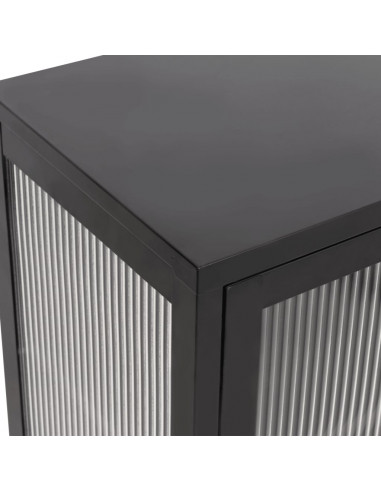 Credenza Nera 70x35x70 cm Vetro e Acciaio