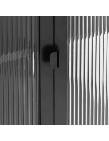 Credenza Nera 70x35x70 cm Vetro e Acciaio