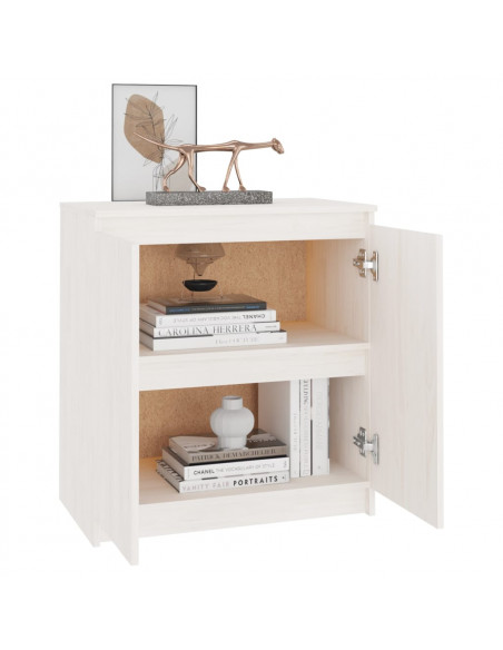Armadietto Bianco 60x36x65 cm in Legno Massello di Pino