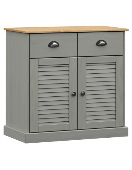 Credenza Cassetti VIGO Grigia 78x40x75 cm Legno Massello Pino