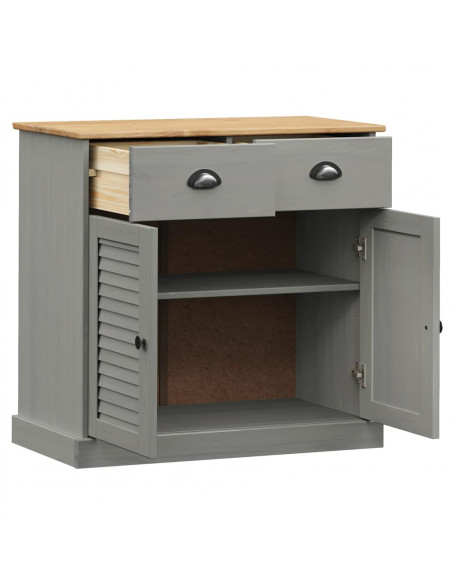 Credenza Cassetti VIGO Grigia 78x40x75 cm Legno Massello Pino