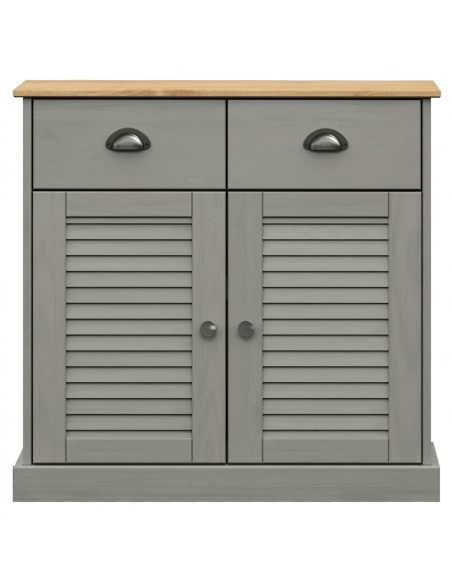 Credenza Cassetti VIGO Grigia 78x40x75 cm Legno Massello Pino