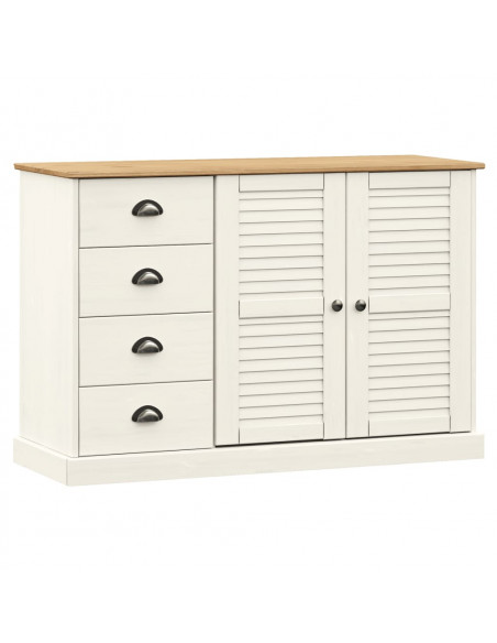 Credenza Cassetti VIGO 113x40x75 cm Legno Massello Pino Bianco
