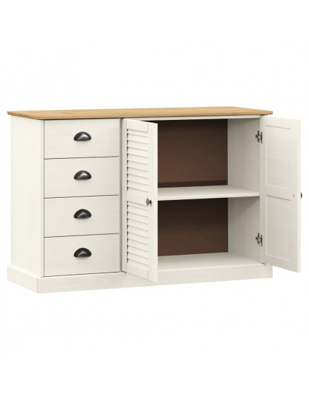 Credenza Cassetti VIGO 113x40x75 cm Legno Massello Pino Bianco