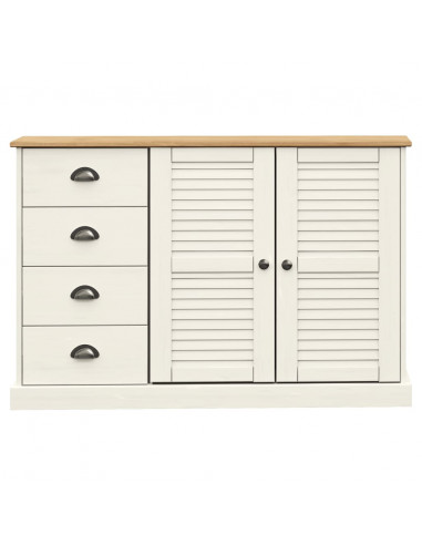 Credenza Cassetti VIGO 113x40x75 cm Legno Massello Pino Bianco
