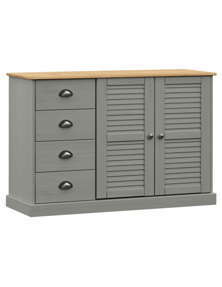 Credenza Cassetti VIGO 113x40x75 cm Legno Massello Pino Grigio