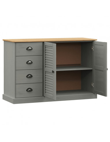 Credenza Cassetti VIGO 113x40x75 cm Legno Massello Pino Grigio