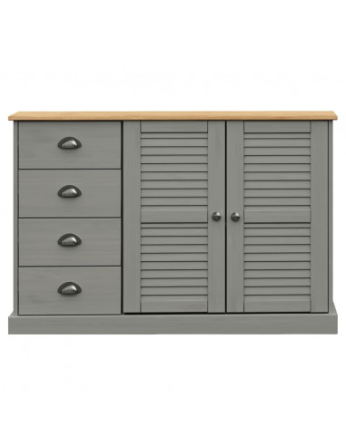 Credenza Cassetti VIGO 113x40x75 cm Legno Massello Pino Grigio