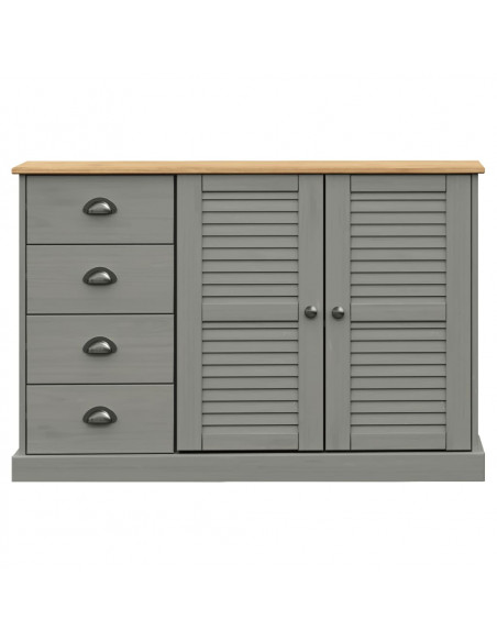 Credenza Cassetti VIGO 113x40x75 cm Legno Massello Pino Grigio