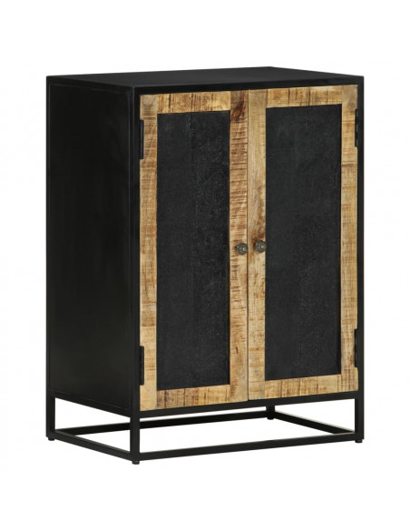 Credenza con 2 Ante 55x35x75 cm Legno Massello di Mango e Ferro