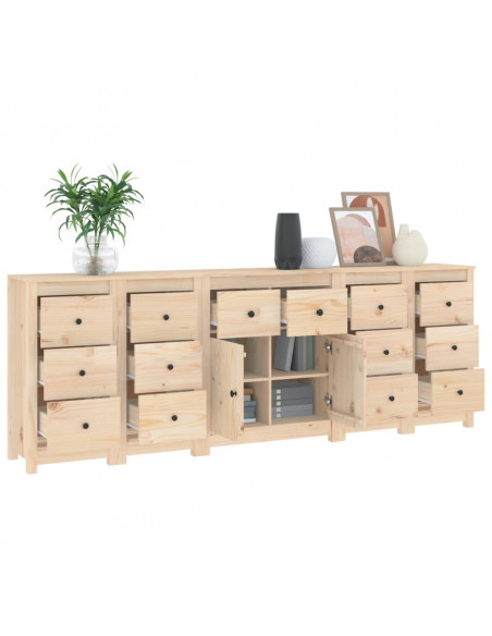 Credenza 230x35x80 cm in Legno Massello di Pino
