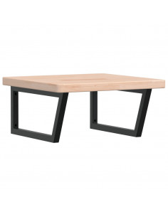 Ripiano a Parete per Lavabo in Acciaio e Massello di Rovere 2