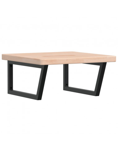 Ripiano a Parete per Lavabo in Acciaio e Massello di Rovere