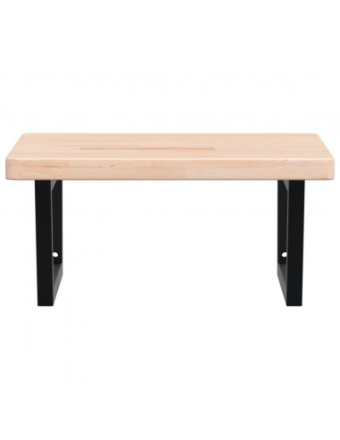 Ripiano a Parete per Lavabo in Acciaio e Massello di Rovere