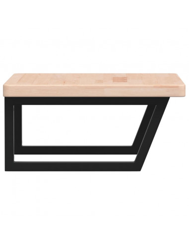 Ripiano a Parete per Lavabo in Acciaio e Massello di Rovere