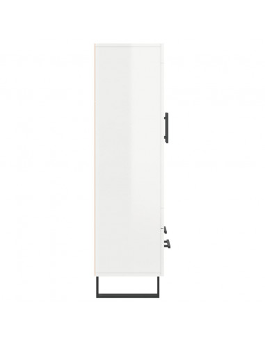 Credenza Bianco Lucido 69,5x31x115 cm in Legno Multistrato