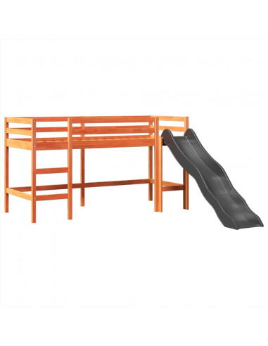 Letto a Soppalco con Torre Bambini Blu 80x200cm Massello Pino