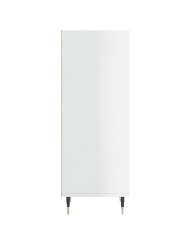 Credenza Bianco Lucido 34,5x32,5x90 cm in Legno Multistrato