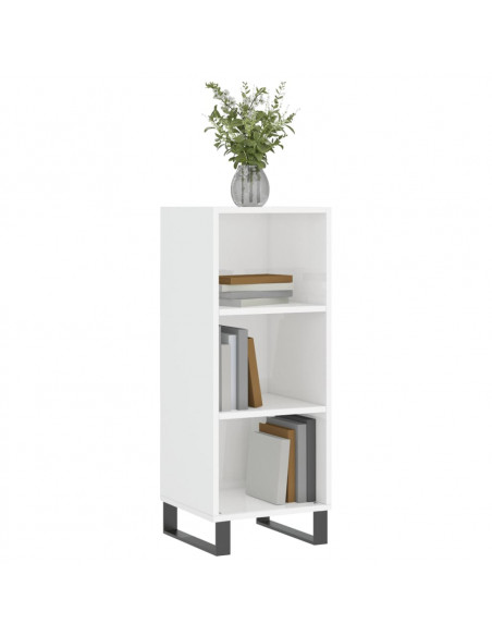 Credenza Bianco Lucido 34,5x32,5x90 cm in Legno Multistrato