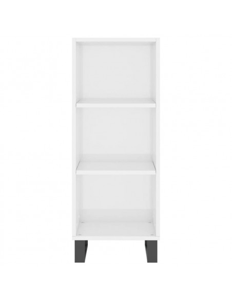 Credenza Bianco Lucido 34,5x32,5x90 cm in Legno Multistrato