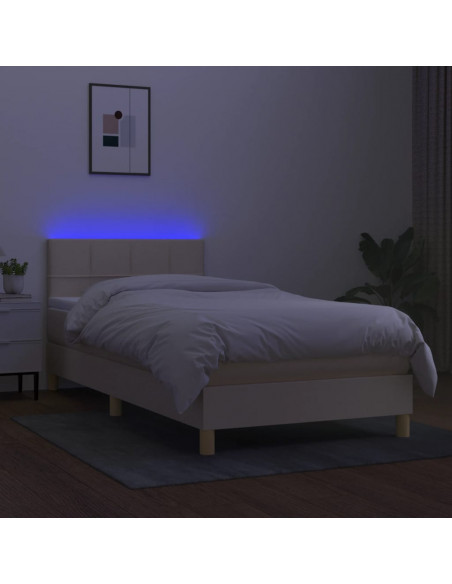 Letto a Molle con Materasso e LED Crema 80x200 cm in Tessuto