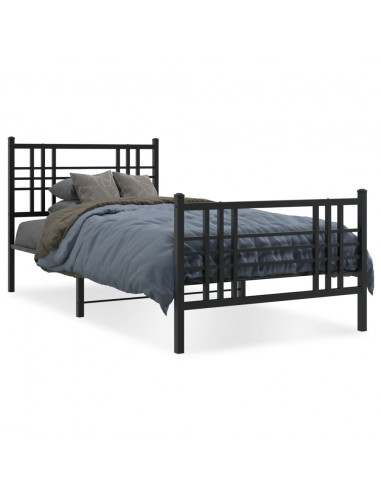 Giroletto con Testiera e Pediera Metallo Nero 107x203 cm