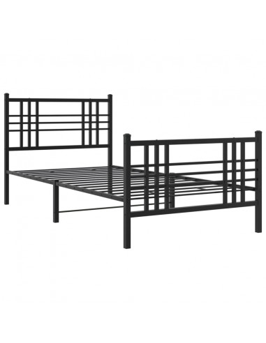 Giroletto con Testiera e Pediera Metallo Nero 107x203 cm