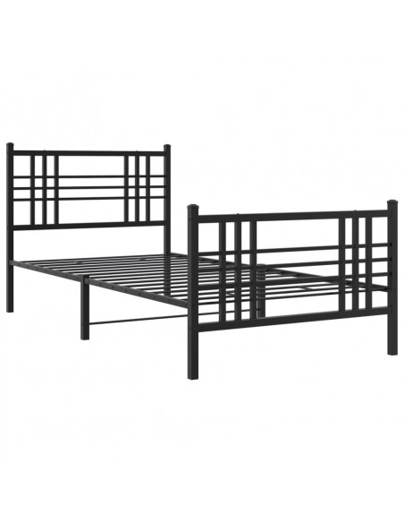 Giroletto con Testiera e Pediera Metallo Nero 107x203 cm