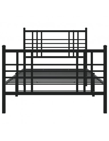 Giroletto con Testiera e Pediera Metallo Nero 107x203 cm