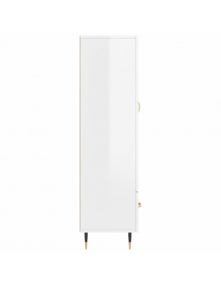 Credenza Bianco Lucido 69,5x31x115 cm in Legno Multistrato