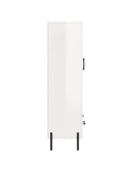 Credenza Bianco Lucido 69,5x31x115 cm in Legno Multistrato