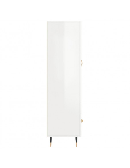 Credenza Bianco Lucido 69,5x31x115 cm in Legno Multistrato