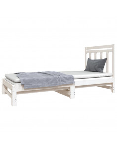 Dormeuse Estraibile Bianca 2x(90x190) cm Legno Massello di Pino 2