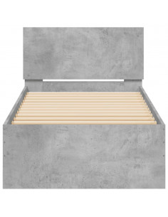 Giroletto con Testiera e LED Grigio Cemento 90x190 cm 2