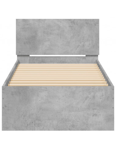 Giroletto con Testiera e LED Grigio Cemento 90x190 cm