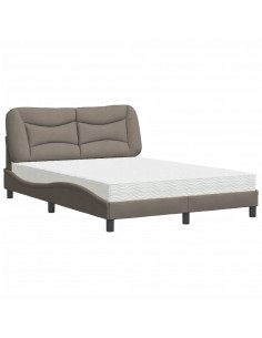 Letto con Materasso Tortora 140x190 cm in Tessuto 2