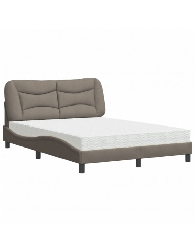 Letto con Materasso Tortora 140x190 cm in Tessuto